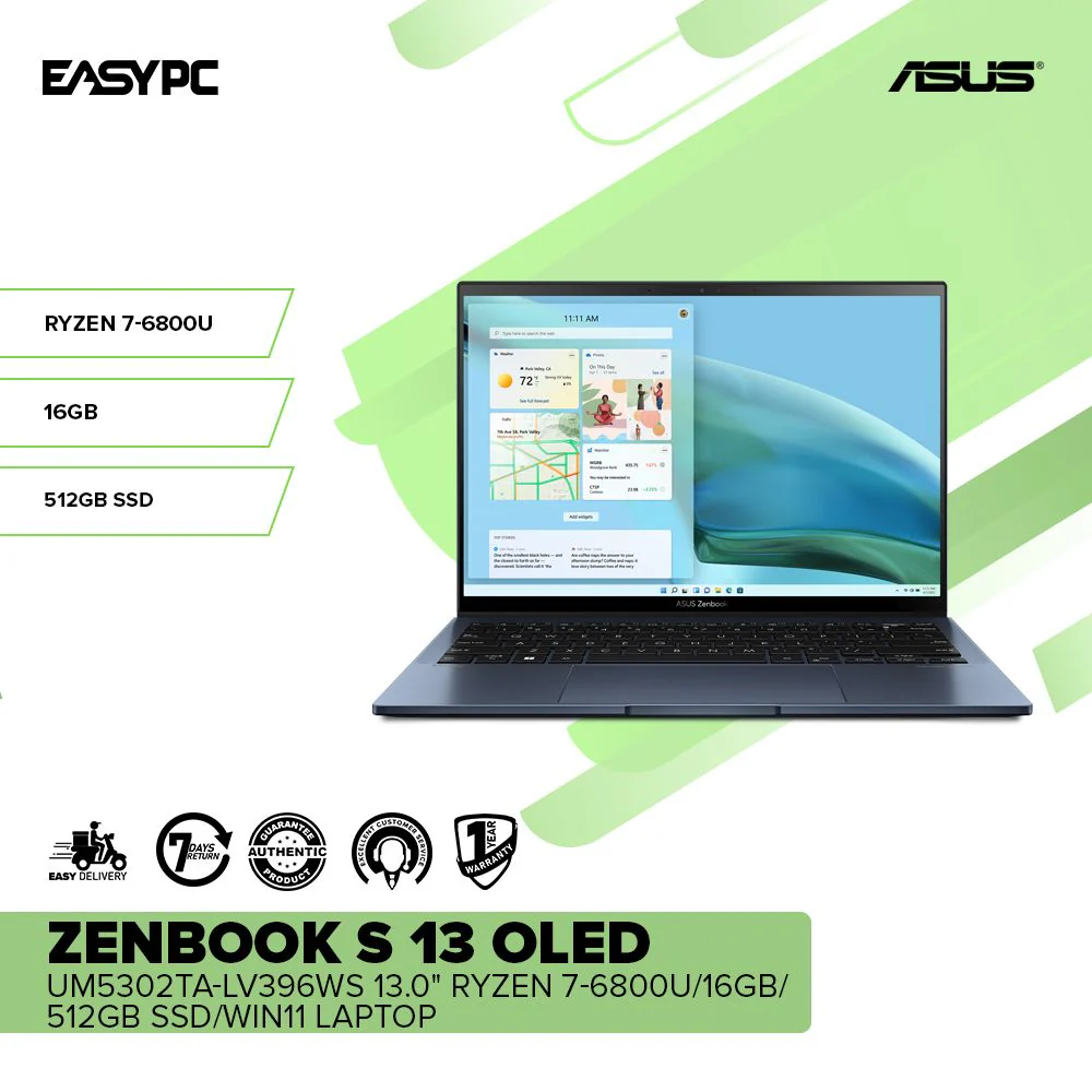 ASUS Zenbook S 13 OLED UM5302TA-LV396WS 13.0" Ryzen 7-6800U/16GB/512GB SSD//Win11 Laptop - Image 2