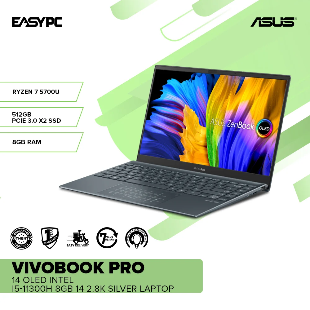 ASUS ZENBOOK UM325UA-KG138WS AMD R7-5700U 8GB 13"FHD OLED 512 SSD AMD Radeon Win11 Laptop Grey 1ION - Image 2