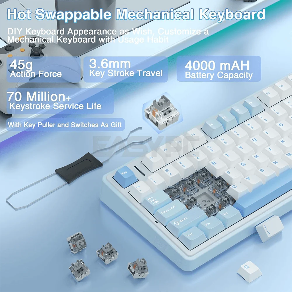 Aula F75 RGB Gaming Mechanical Hotswappable Keyboard Seasalt Blue - Image 6