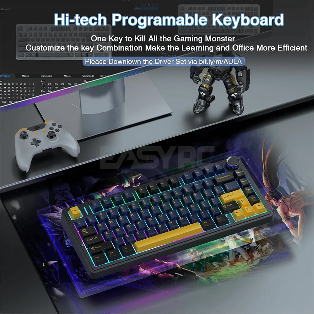 Aula F75 RGB Gaming Mechanical Hotswappable Keyboard Thunder Black - Image 5