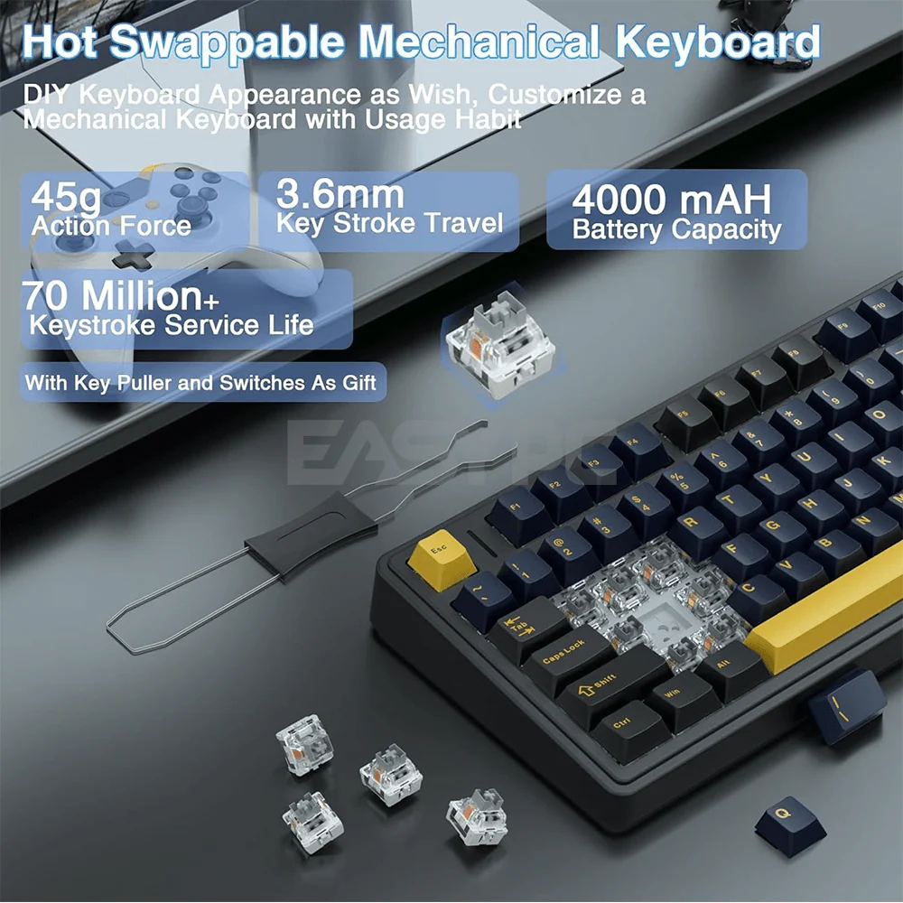 Aula F75 RGB Gaming Mechanical Hotswappable Keyboard Thunder Black - Image 6