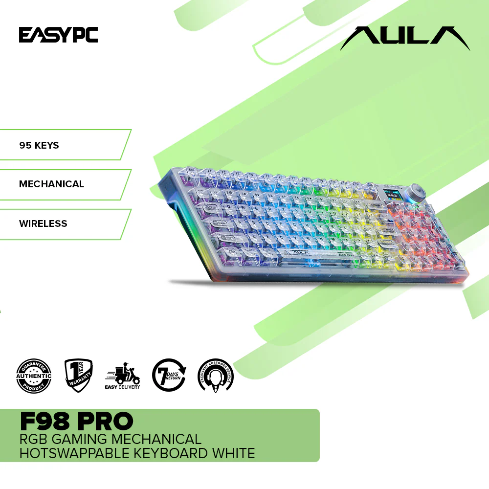 Aula F98 PRO RGB Gaming Mechanical Hotswappable Keyboard White - Image 2