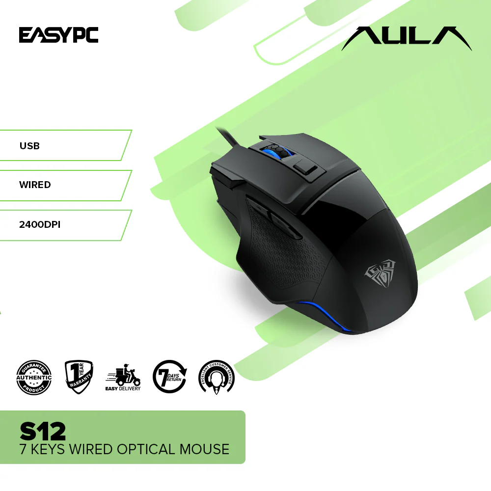 Aula S12 7 Keys Wired Optical Mouse - Image 2