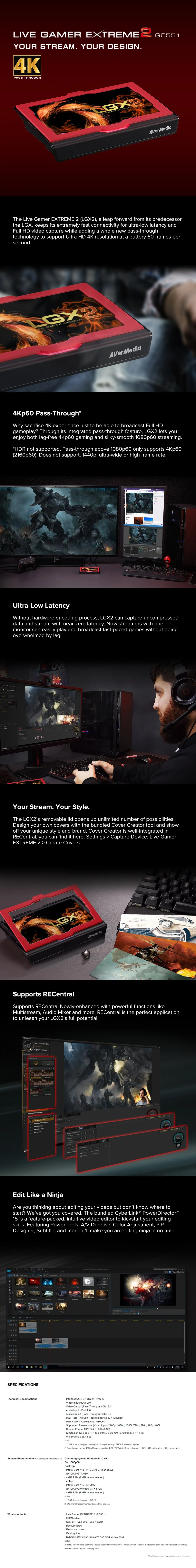 AVerMedia Live Gamer Extreme 2 Game Streaming Capture Box (GC511) 5NANO AVGC2141 - Image 5