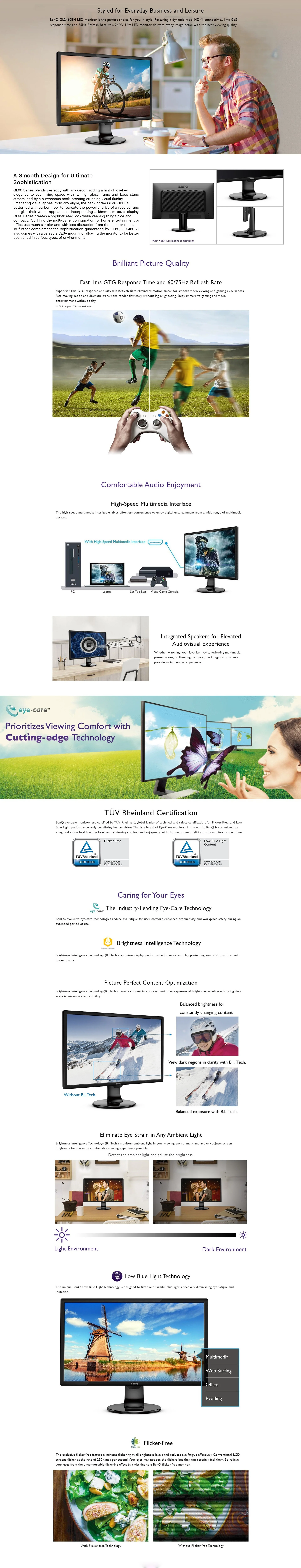 BenQ GL2460BH 24" 75Hz Gaming Monitor - Image 6
