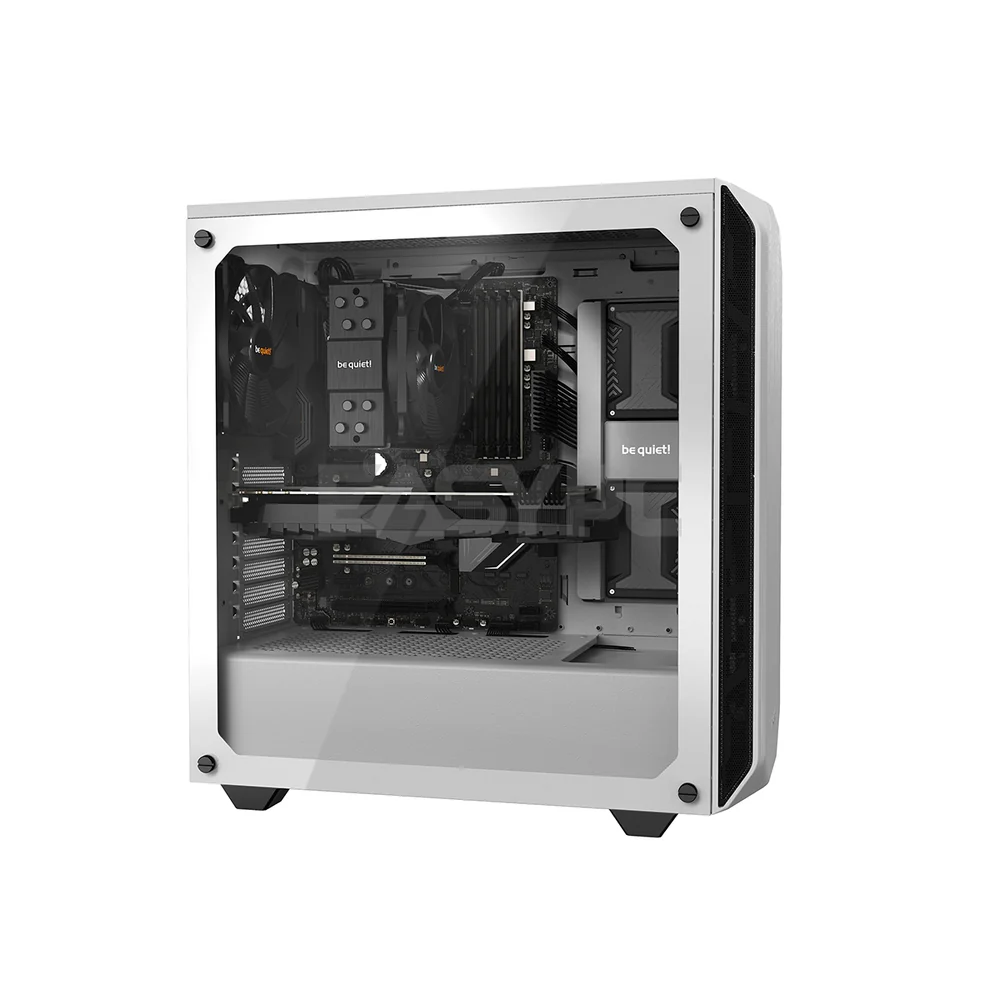 BeQuiet Pure Base 500 Tempered Glass, 2x 140mm Fans Window Black, White & Metallic Gray, Two Preinstalled Pure Wings 2 140mm fans Mid-Tower Case 4JTP - Image 10