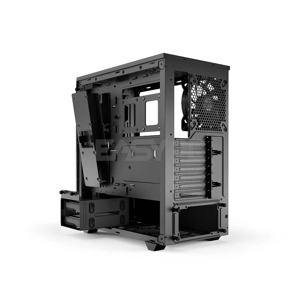 BeQuiet Pure Base 500 Tempered Glass, 2x 140mm Fans Window Black, White & Metallic Gray, Two Preinstalled Pure Wings 2 140mm fans Mid-Tower Case 4JTP - Image 4