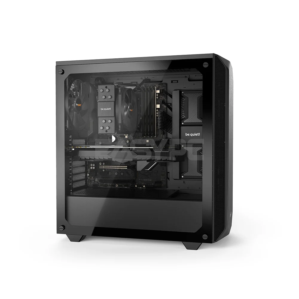 BeQuiet Pure Base 500 Tempered Glass, 2x 140mm Fans Window Black, White & Metallic Gray, Two Preinstalled Pure Wings 2 140mm fans Mid-Tower Case 4JTP - Image 5