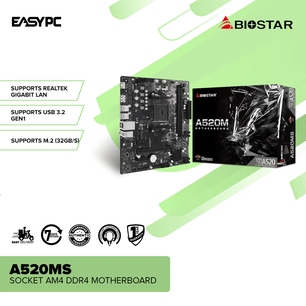 Biostar A520MS Socket Am4 DDR4 Motherboard - Image 2