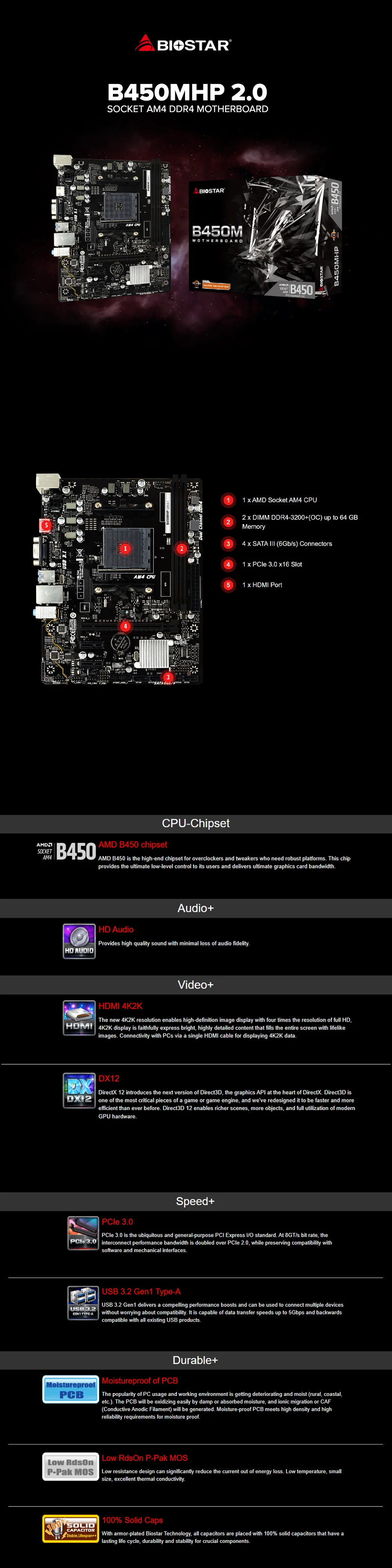 Biostar B450MHP 2.0 Socket Am4 Ddr4 Motherboard - Image 6