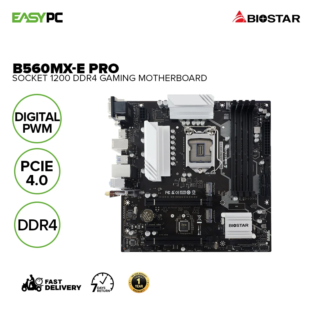 Biostar B560MX-E Pro Socket 1200 Ddr4 Supports Intel Optane Technology Supports WiFi 6 module, Supports HDMI 1.4 4K resolution Gaming Motherboard - Image 2