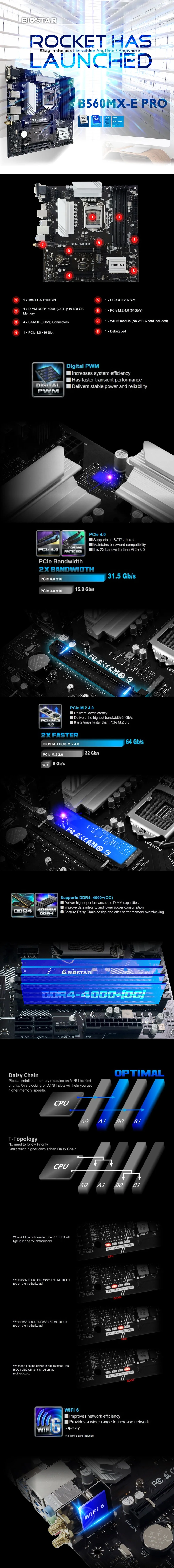 Biostar B560MX-E Pro Socket 1200 Ddr4 Supports Intel Optane Technology Supports WiFi 6 module, Supports HDMI 1.4 4K resolution Gaming Motherboard - Image 6