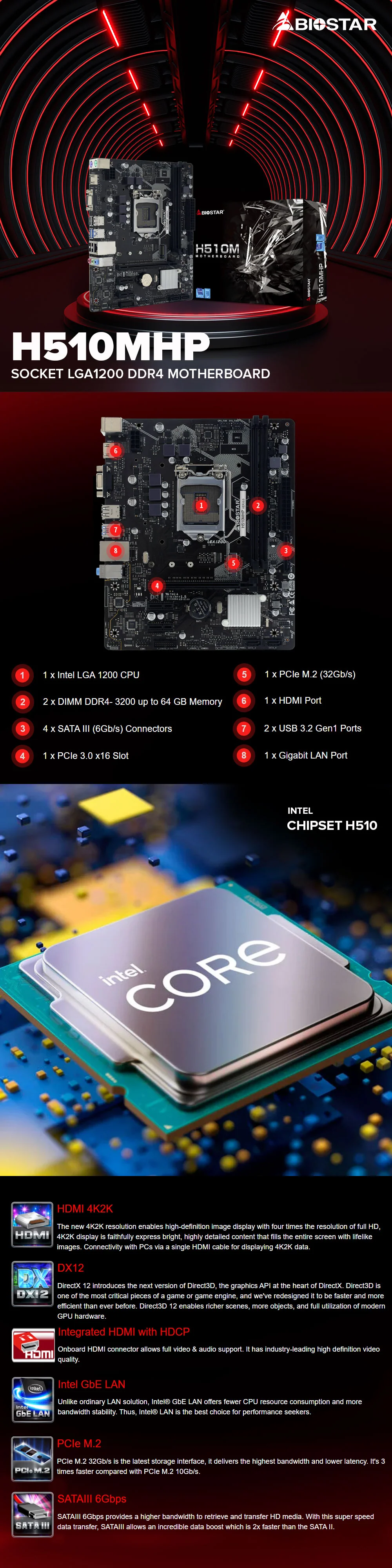 Biostar H510MHP Socket LGA1200 Ddr4 Motherboard - Image 7