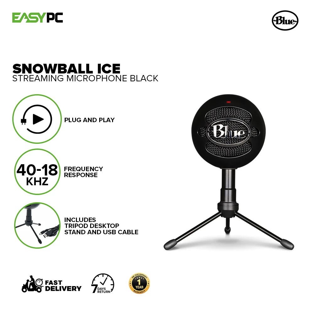 Blue Snowball Ice Black and White Pristine Sound for Recording, Streaming and Podcasting, Streaming Microphone 1ION - Image 2