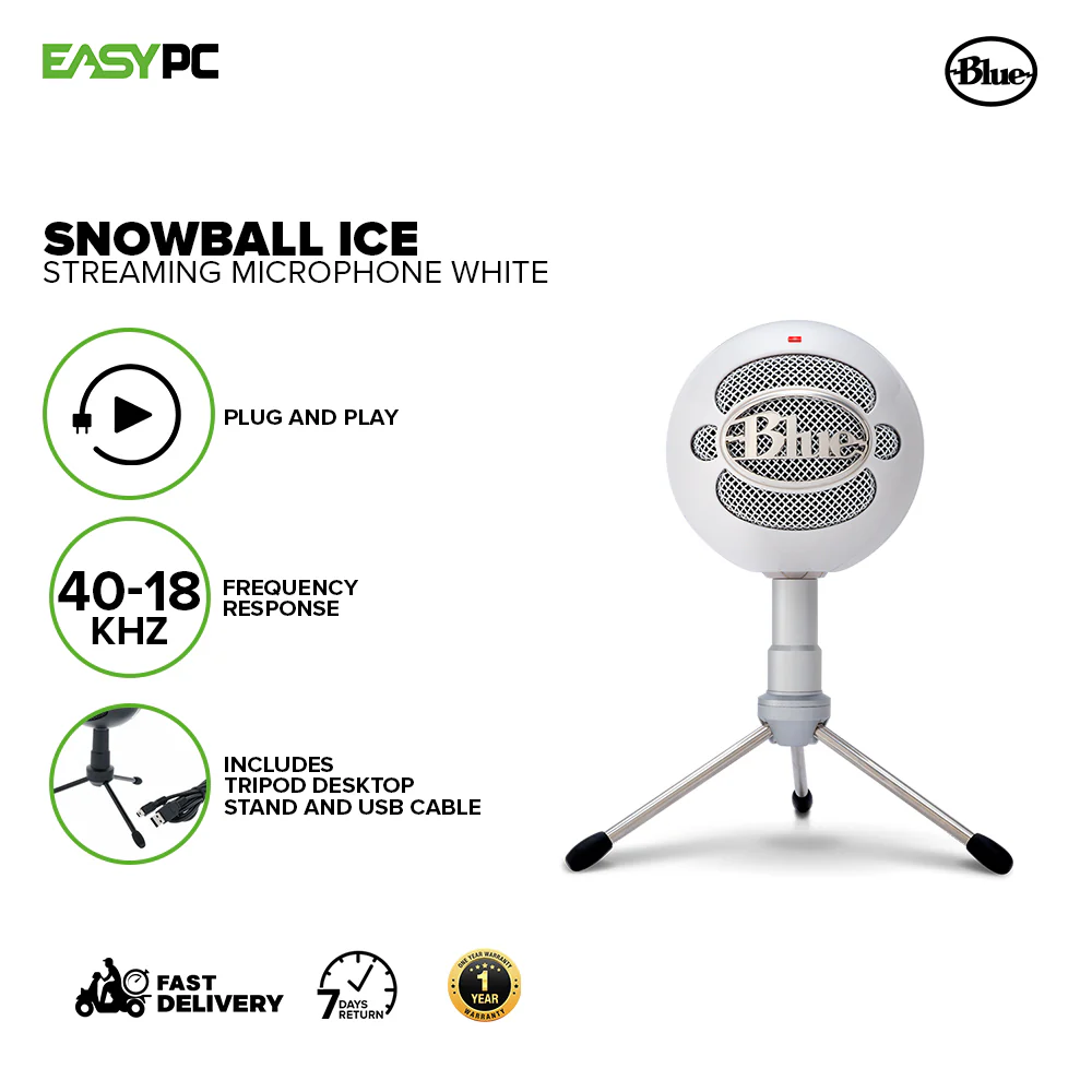Blue Snowball Ice Black and White Pristine Sound for Recording, Streaming and Podcasting, Streaming Microphone 1ION - Image 7