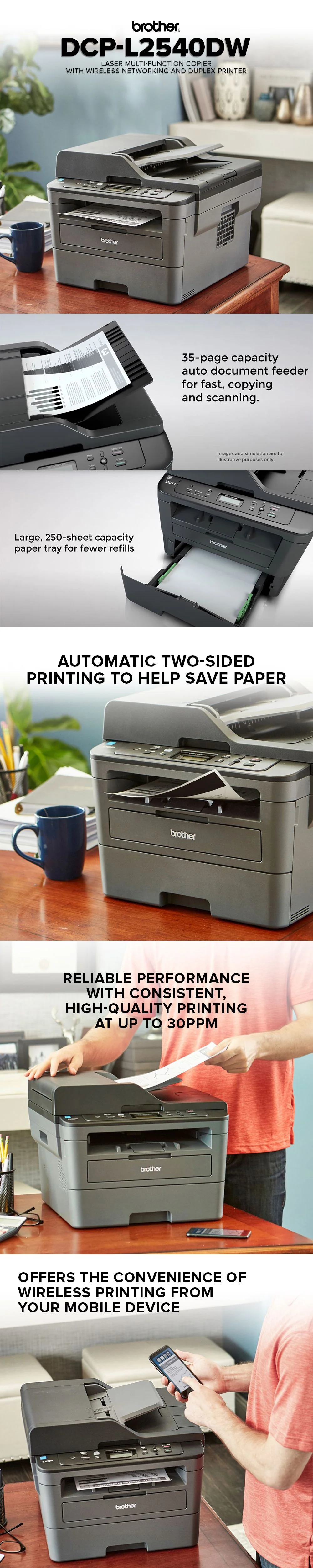 Brother DCP-L2540DW Laser Multi-Function Copier with Wireless Networking and Duplex Printer - Image 5