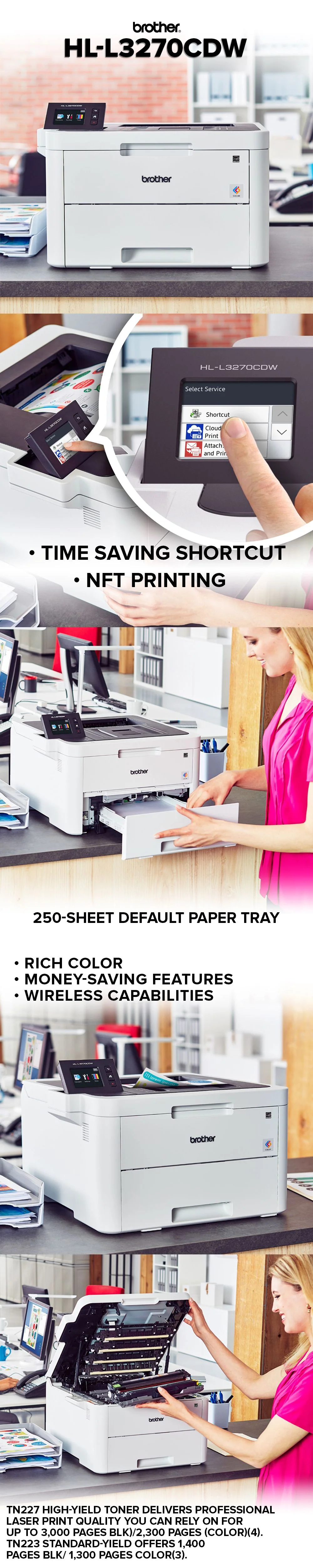 Brother HL-L3270CDW Laser Fast Speed Print User-friendly Touchscreen Printer - Image 5