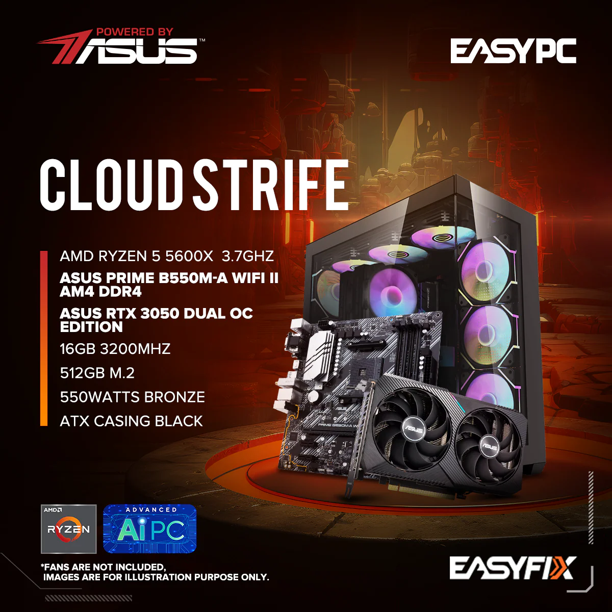Cloud Strife Asus B550M-A | ASUS RTX 3050 | Ryzen 5 5600X