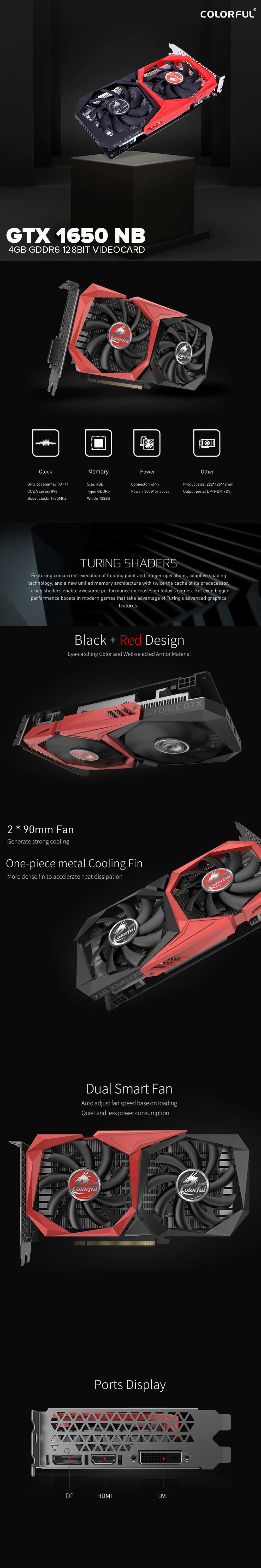 COLORFUL NVIDIAÂ® GeForce GTX 1650 NB 4GB GDDR6 128BIT Videocard - Image 6