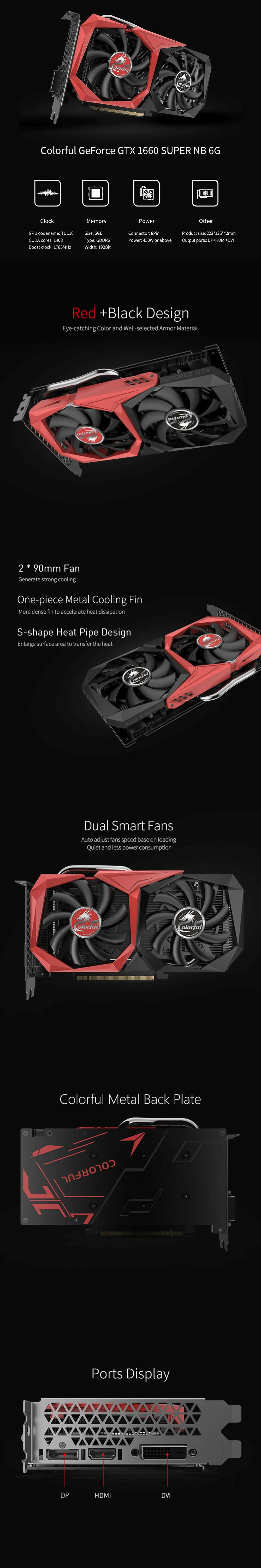 Colorful NVIDIA® GeForce GTX 1660 super NB 6G-V 6gb 192bit GDdr6 Gaming Videocard - Image 8