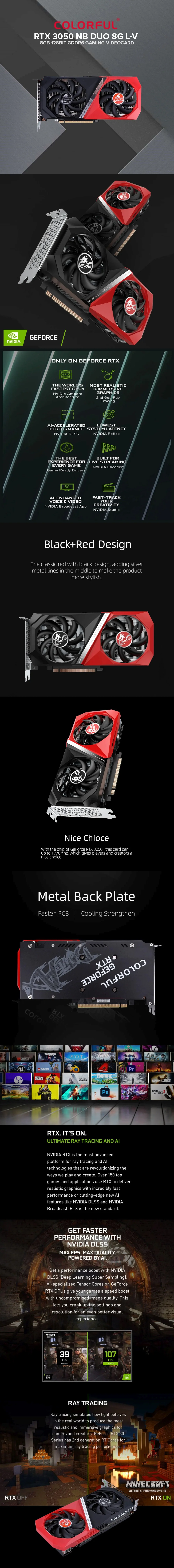 Colorful NVIDIA® GeForce RTX™ 3050 NB DUO 8G L-V 8GB 128bit GDDR6 Gaming Videocard - Image 7