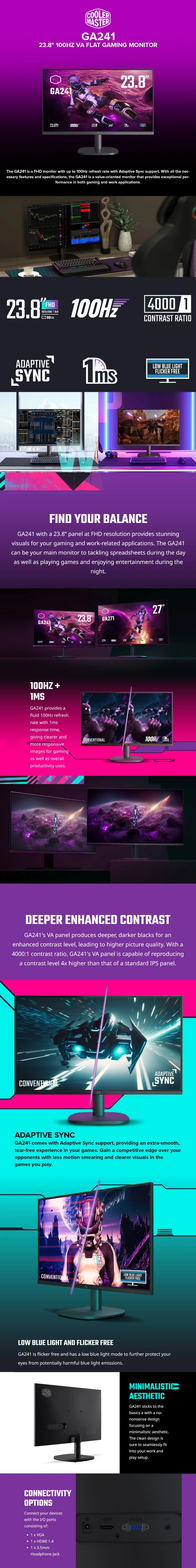 Cooler Master GA241 23.8" 100Hz VA Flat Gaming Monitor - Image 5