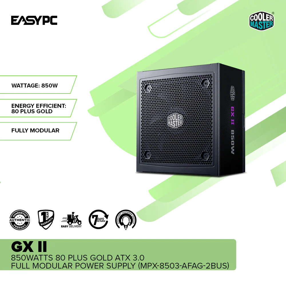 Cooler Master GX II 850Watts 80 Plus Gold ATX 3.0 Full Modular Power Supply (MPX-8503-AFAG-2BUS) - Image 2
