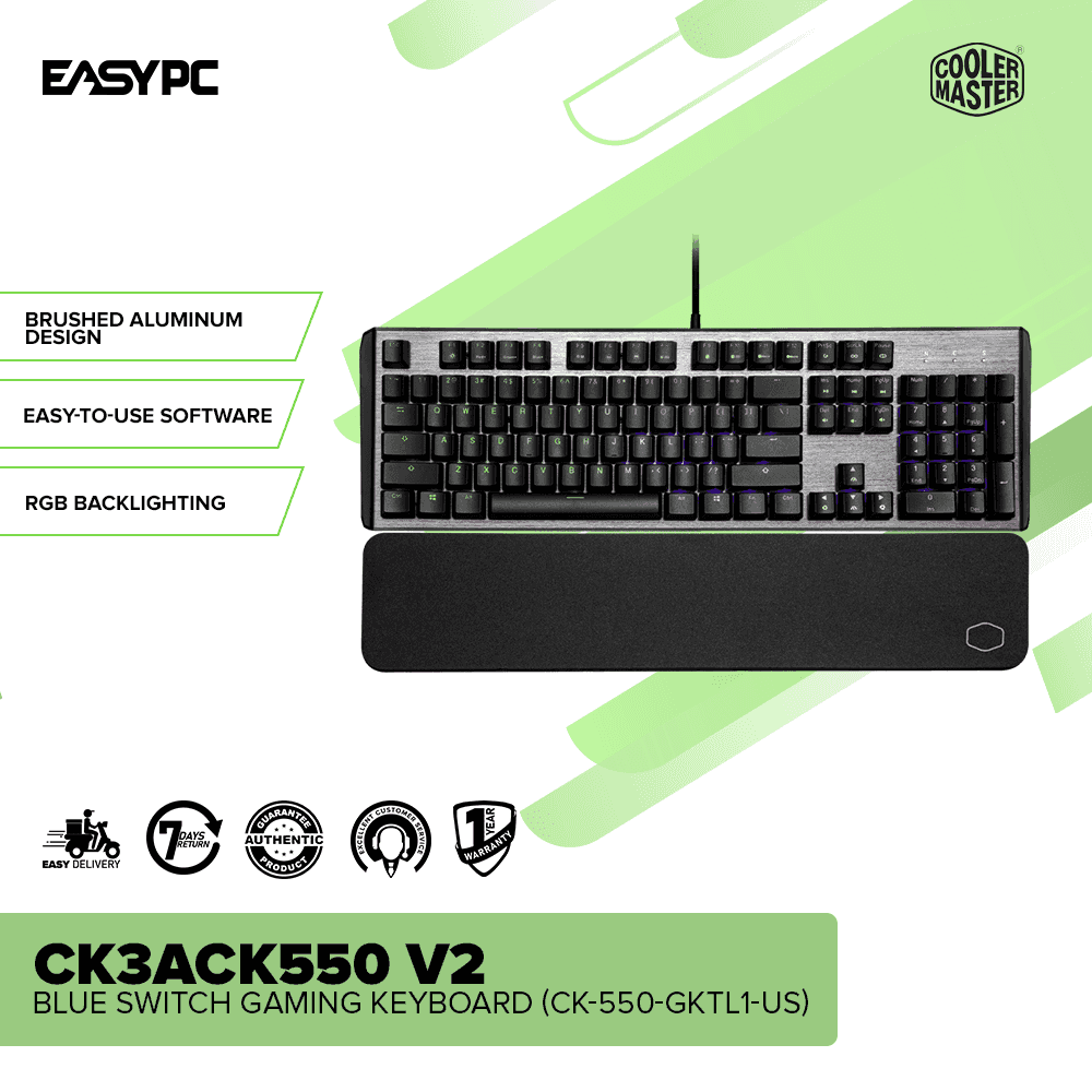 COOLERMASTER CK550 V2 Blue Switch Gaming Keyboard (CK-550-GKTL1-US) - Image 2