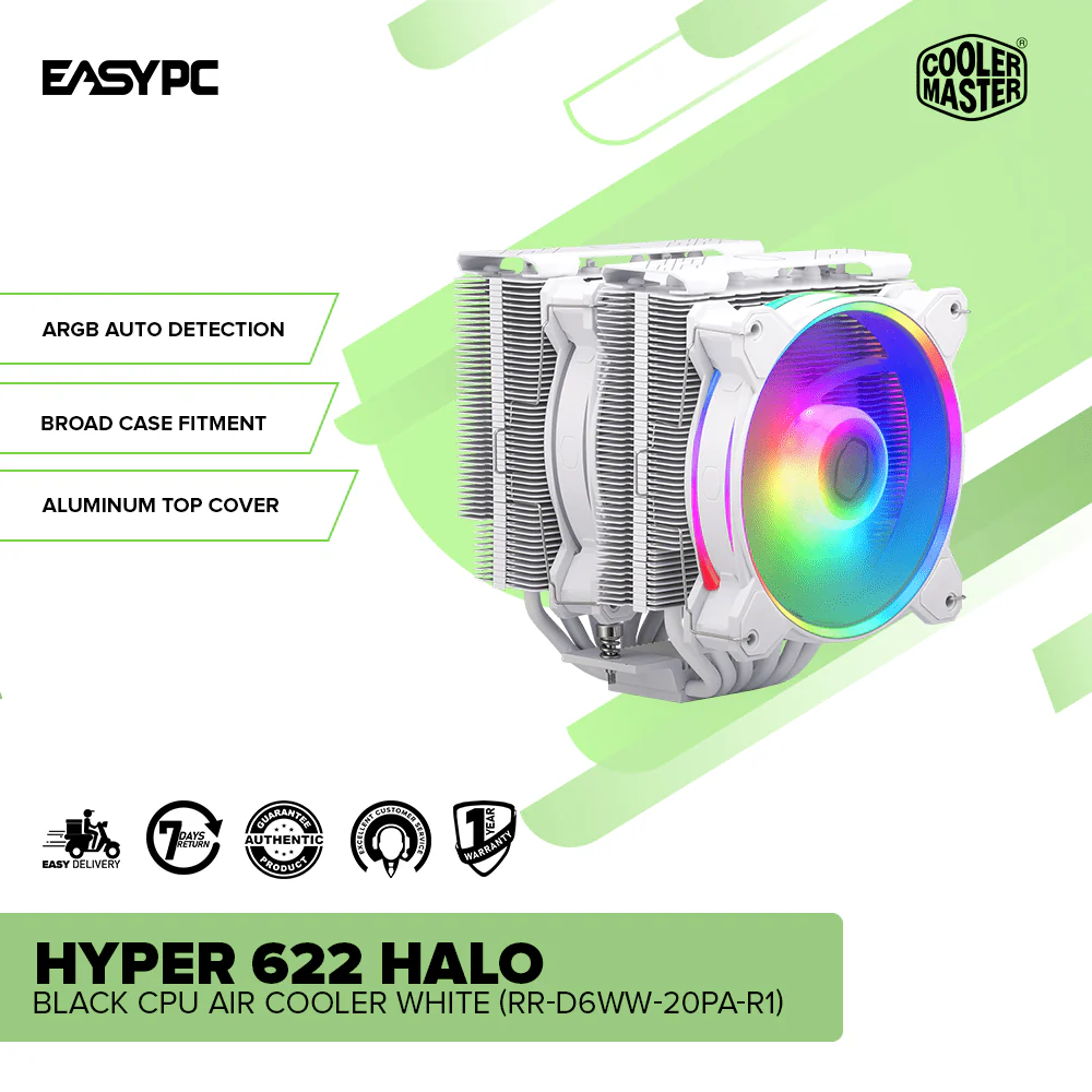 COOLERMASTER HYPER 622 HALO BLACK CPU Air Cooler White (RR-D6WW-20PA-R1) - Image 2