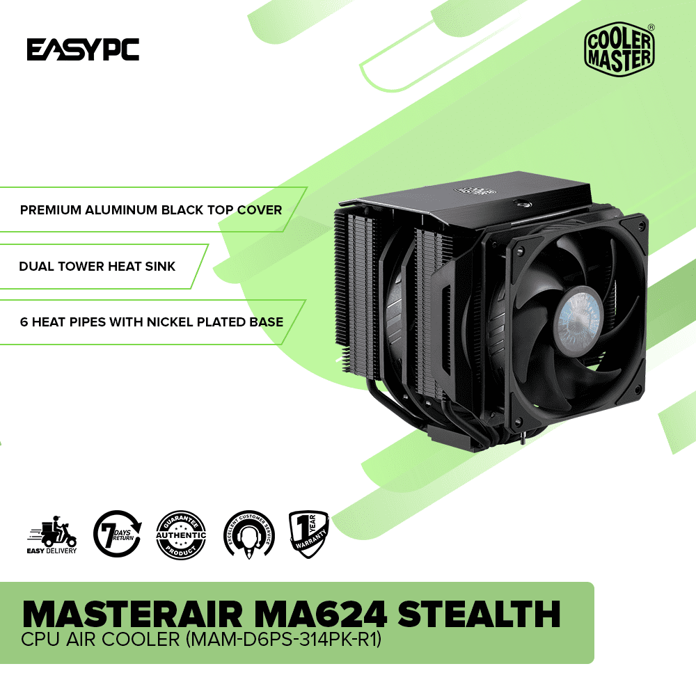 COOLERMASTER MASTERAIR MA624 STEALTH CPU Air Cooler (MAM-D6PS-314PK-R1) - Image 2