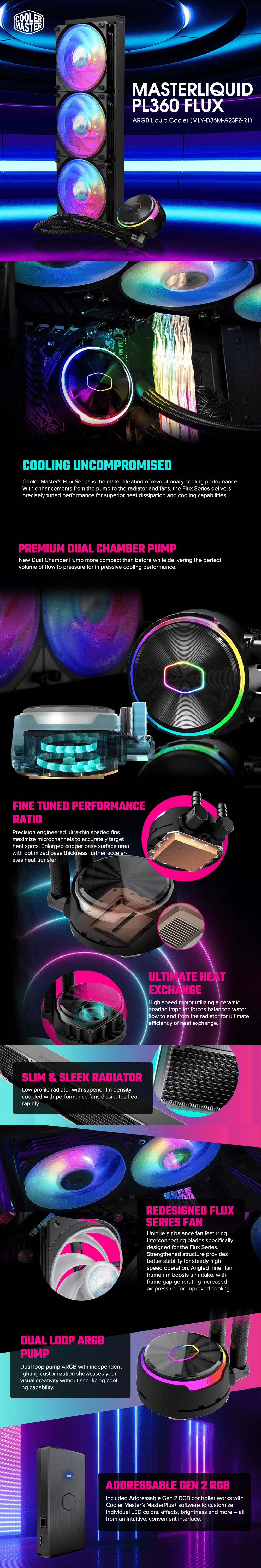 COOLERMASTER MASTERLIQUID PL360 FLUX ARGB Liquid Cooler (MLY-D36M-A23PZ-R1) - Image 5
