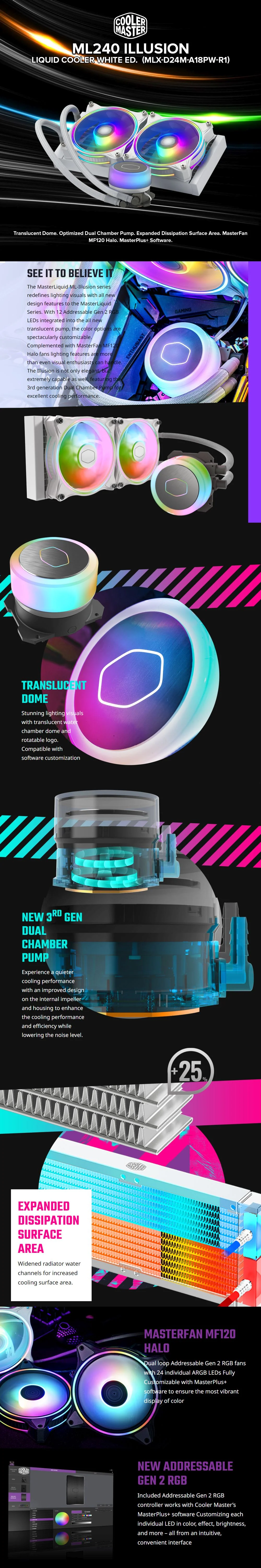 COOLERMASTER ML240 ILLUSION Liquid Cooler WHITE ED. (MLX-D24M-A18PW-R1) - Image 5