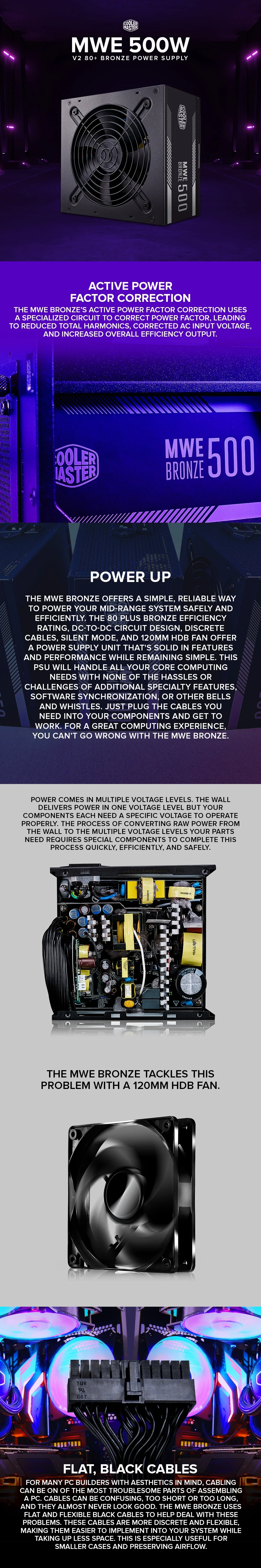 Coolermaster MWE Bronze Series 500W V2 or V2-230v 80+ Bronze Power Supply - Image 13