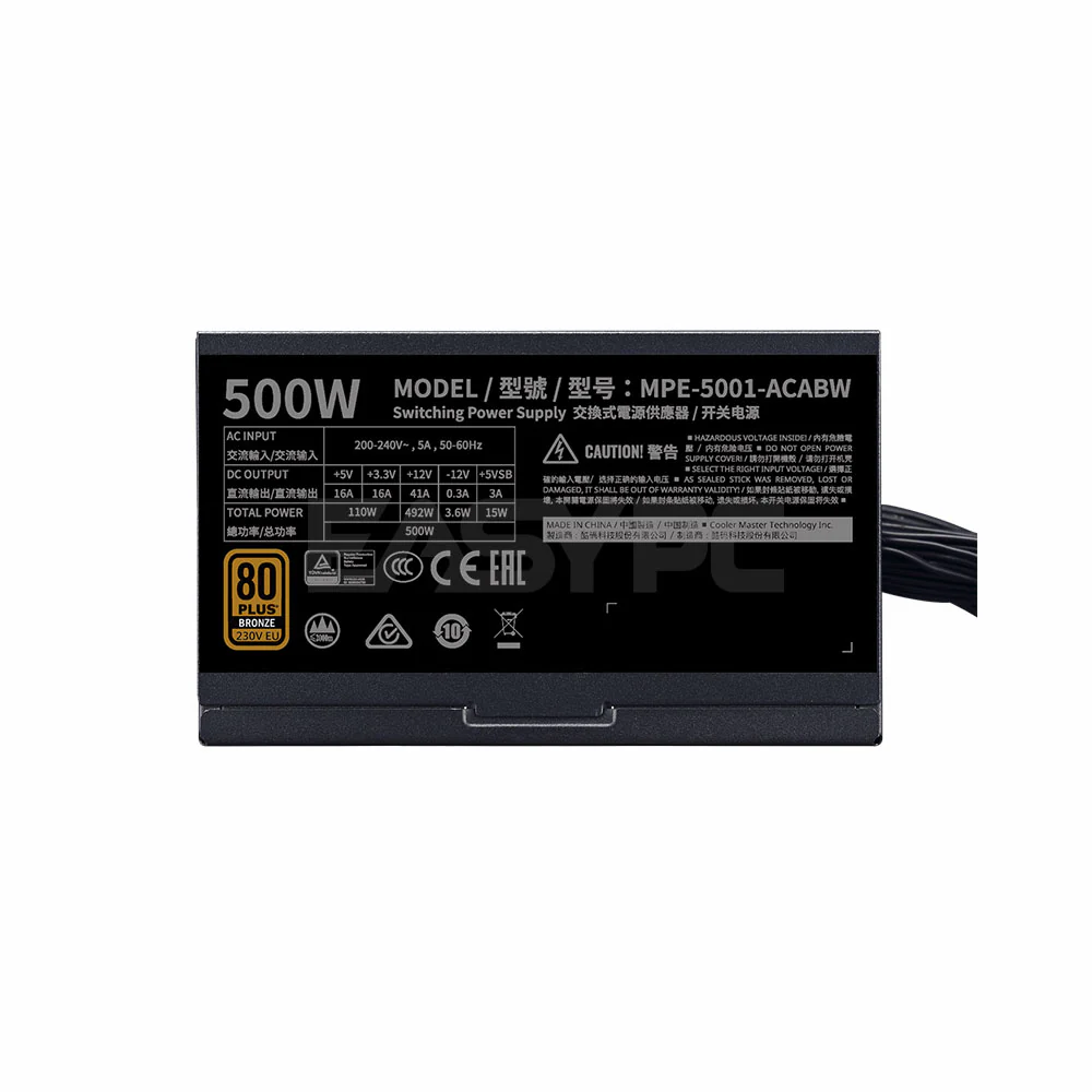 Coolermaster MWE Bronze Series 500W V2 or V2-230v 80+ Bronze Power Supply - Image 9