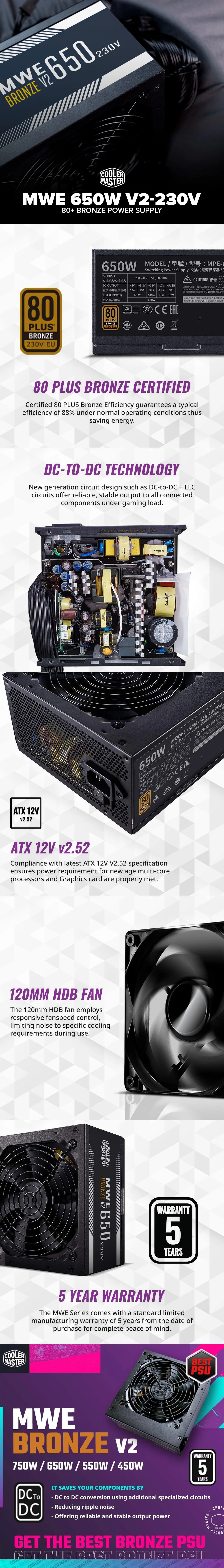 CoolerMaster MWE 750W, 650W and 550W V2-230v 80+ Bronze Durable Reliable and Safe Power Supply - Image 28