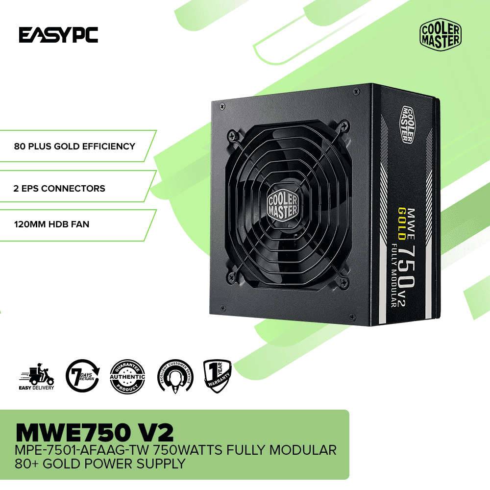 Coolermaster MWE750 V2 MPE-7501-AFAAG-TW 750watts Fully Modular 80+ Gold Power Supply - Image 2