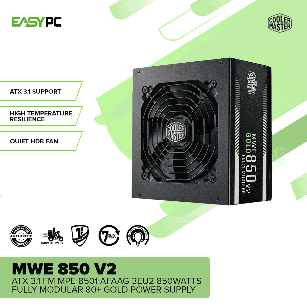 Coolermaster MWE850 V2 ATX 3.1 FM MPE-8501-AFAAG-3EU2 850watts Fully Modular 80+ Gold Power Supply - Image 2