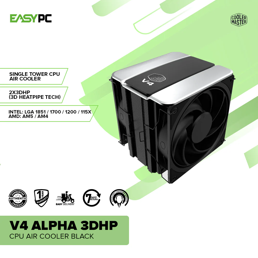 CoolerMaster V4 Alpha 3DHP CPU Air Cooler Black