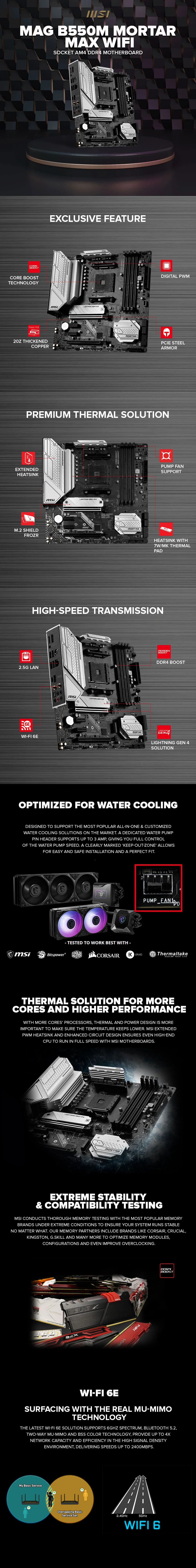 MSI MAG B550M Mortar Wi-Fi Micro-ATX MAG Series Socket Am4 Ddr4 Gaming Motherboard - Image 7