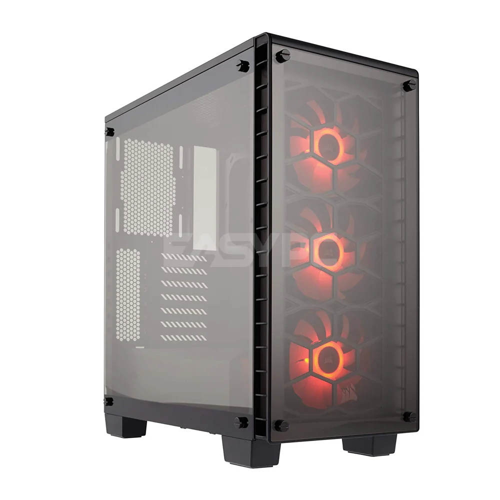 Corsair Crystal 460x TG Mid Tower PC Case Black Red