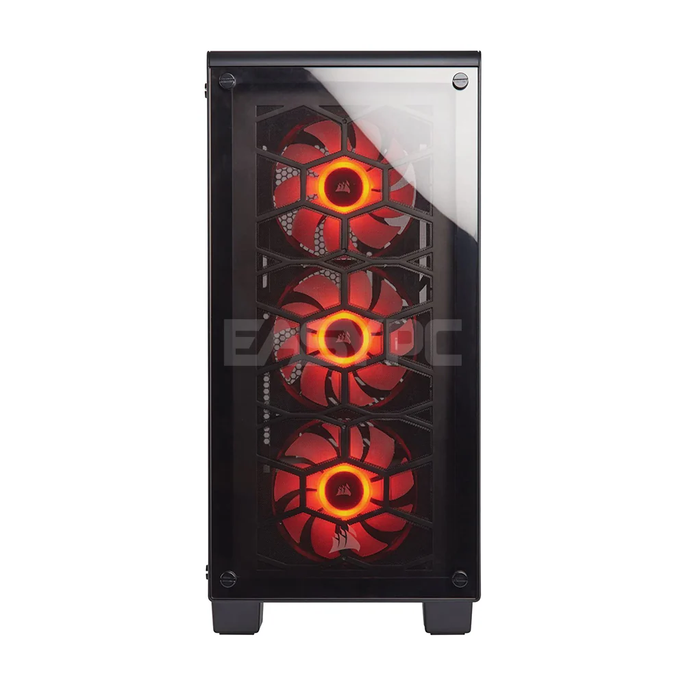 Corsair Crystal 460x TG Mid Tower PC Case Black Red - Image 2