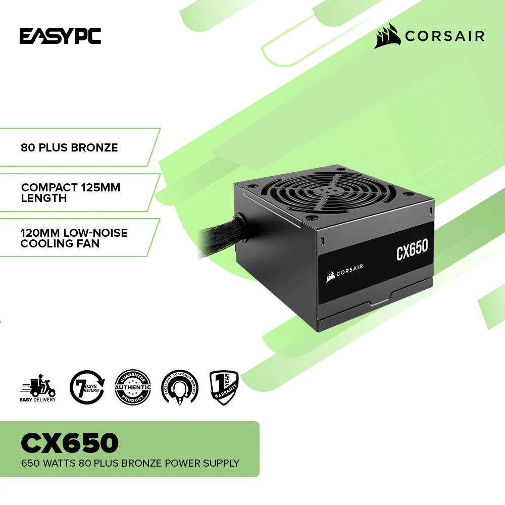 Corsair CX650 650 watts 80 Plus Bronze Power Supply - Image 2