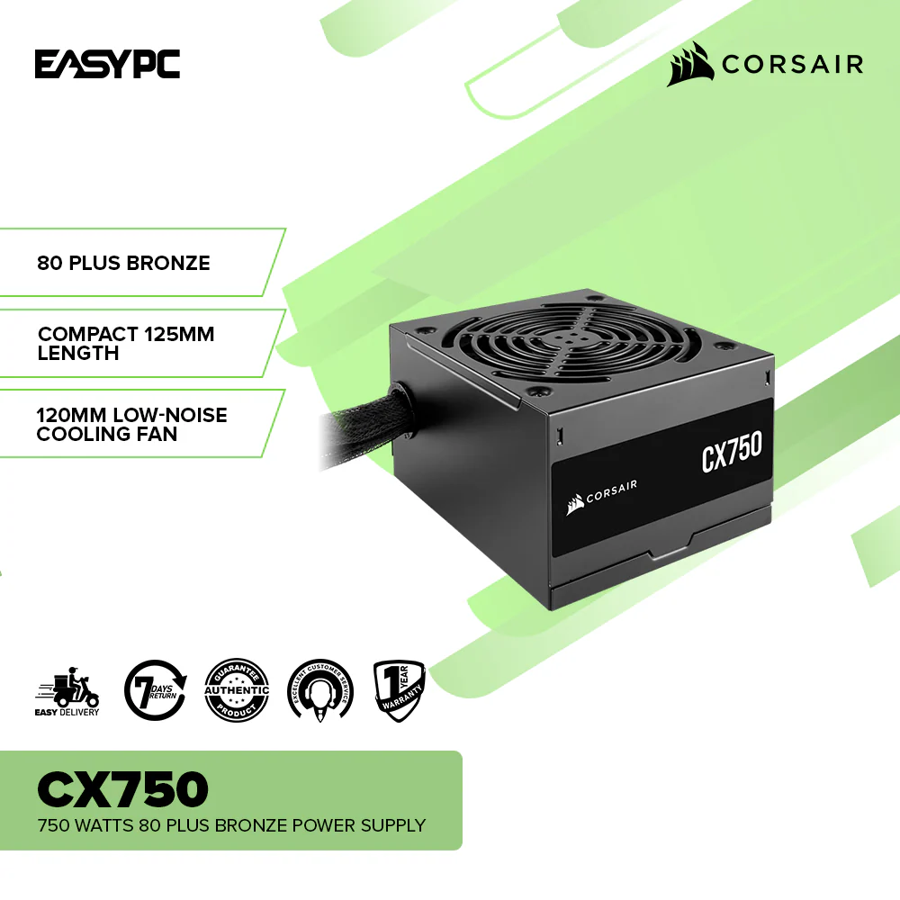 Corsair CX750 750 watts 80 Plus Bronze Power Supply - Image 2