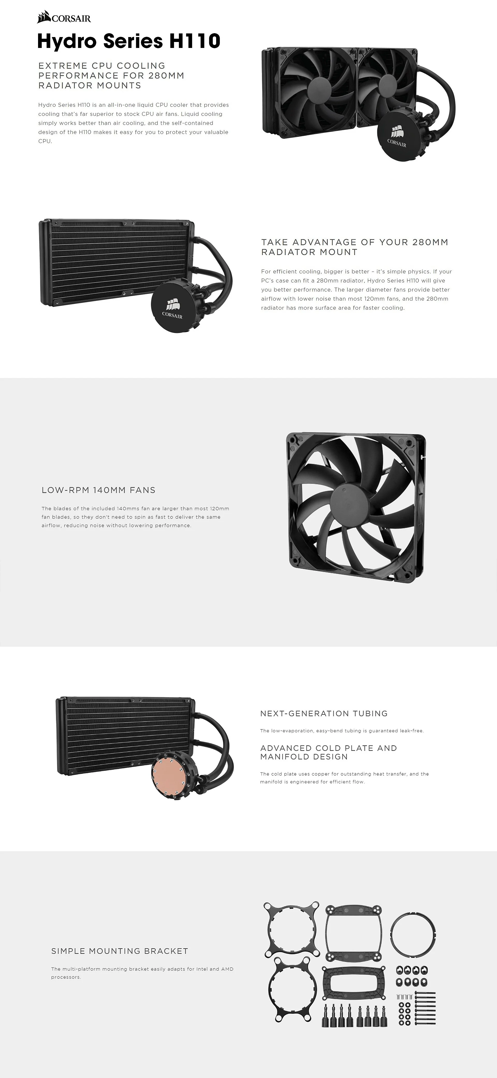 Corsair Hydro Series H110 280mm CPU Liquid Cooler - Image 6