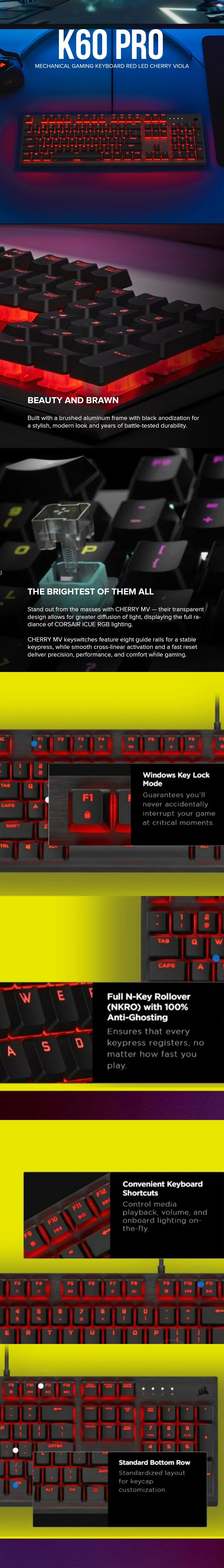 Corsair K60 Pro and RGB Pro SE Mechanical Gaming Keyboard Red and RGB LED Cherry Viola - Image 11