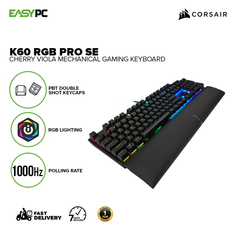 Corsair K60 Pro and RGB Pro SE Mechanical Gaming Keyboard Red and RGB LED Cherry Viola - Image 7