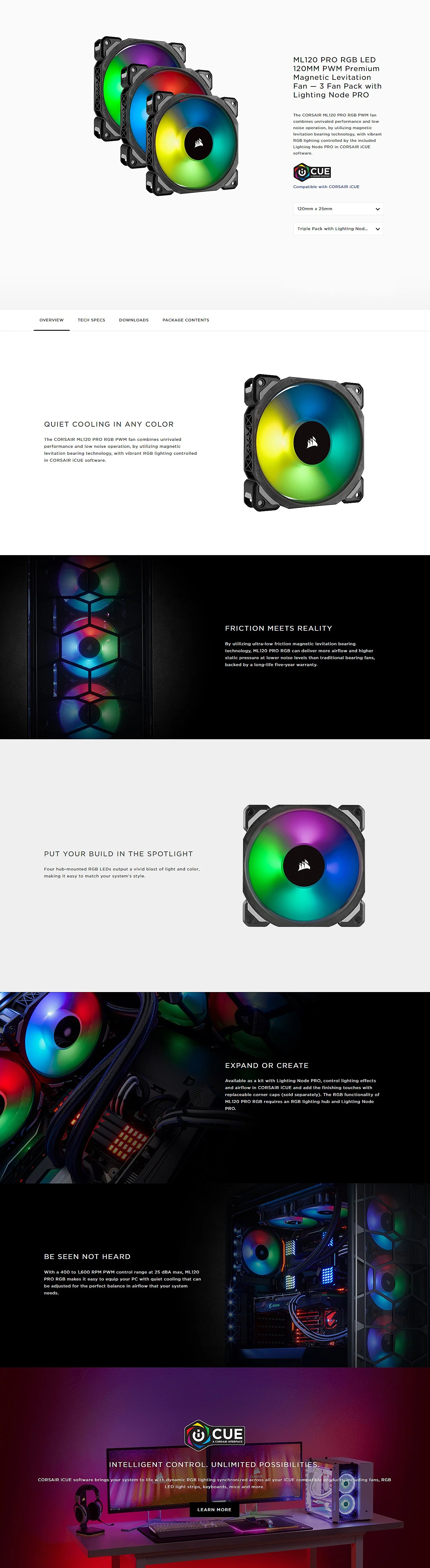 Corsair ML120 120mm with Lightning Node Pro Tri Pack Chasis Fan RGB - Image 8