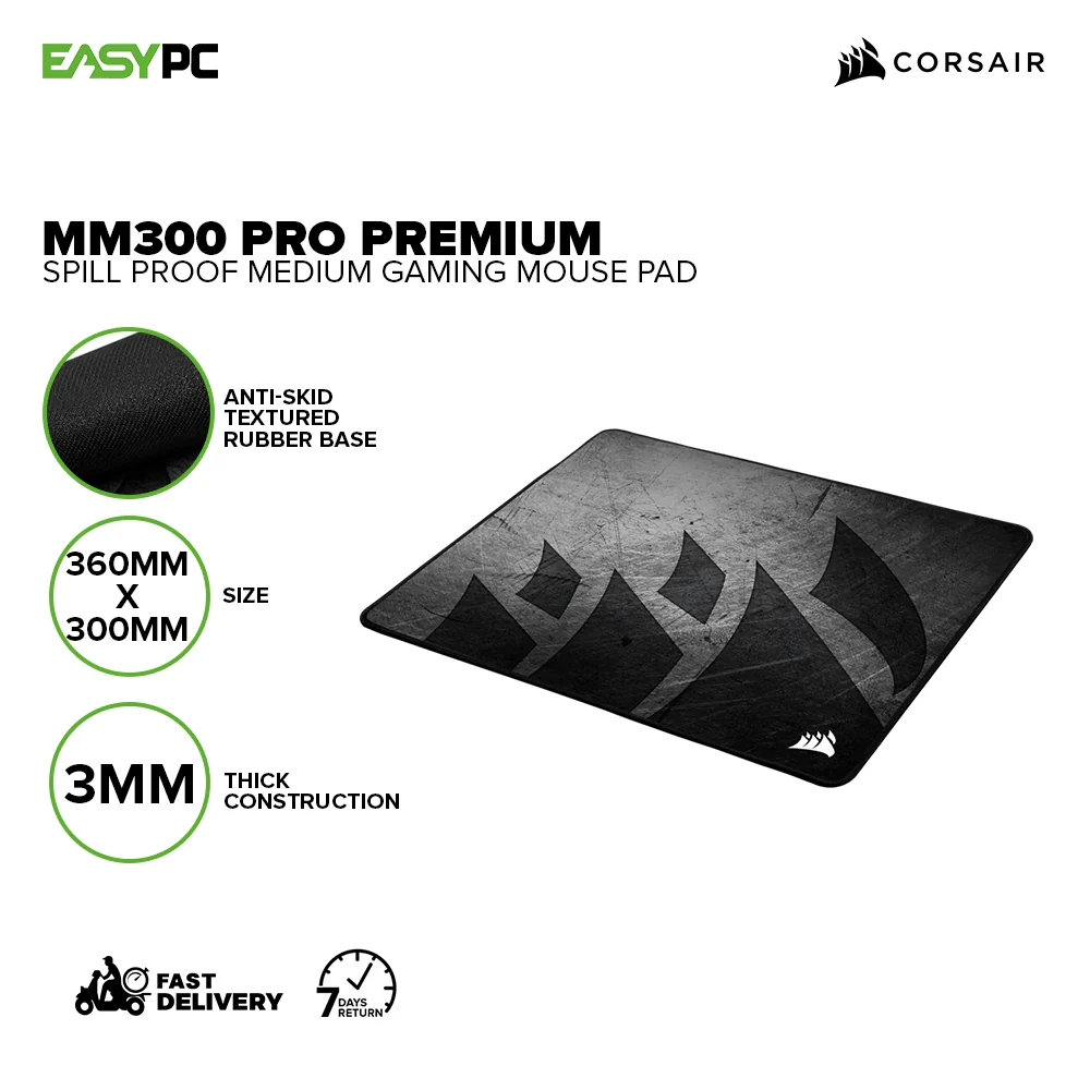 Corsair MM300 PRO Premium Spill Proof, stain-resistant coating, anti-skid textured rubber base  Medium and Extended Gaming Mouse Pad 7UBE - Image 2