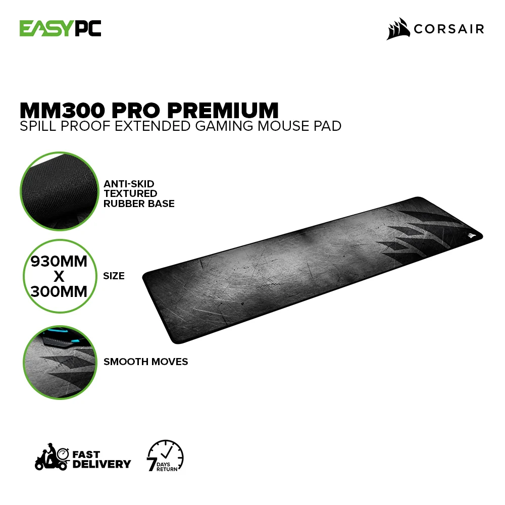 Corsair MM300 PRO Premium Spill Proof, stain-resistant coating, anti-skid textured rubber base  Medium and Extended Gaming Mouse Pad 7UBE - Image 7
