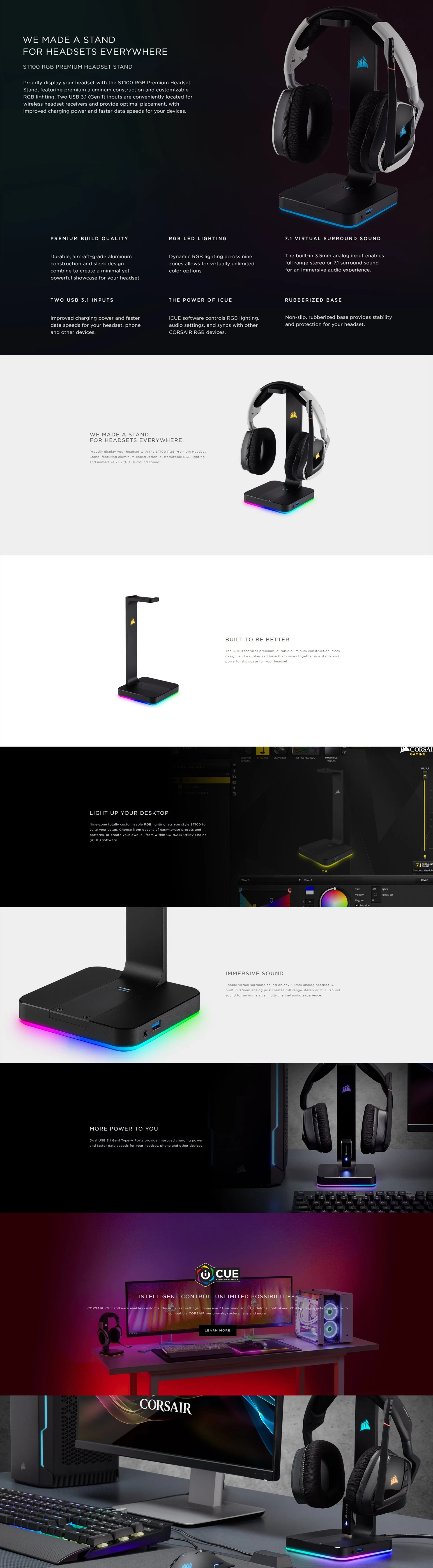 Corsair ST100 CSCA9011167AP RGB Premium Headset Stand - Image 8